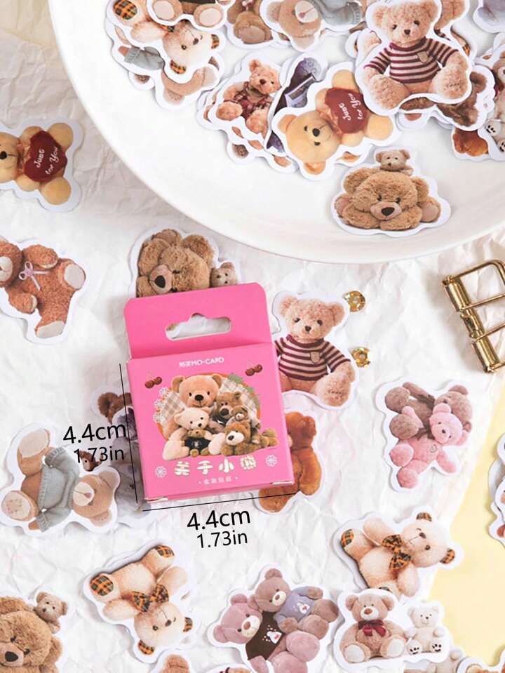 Adesivo na Caixinha Ursinhos de Pelúcia - 44 adesivos decorativos✨