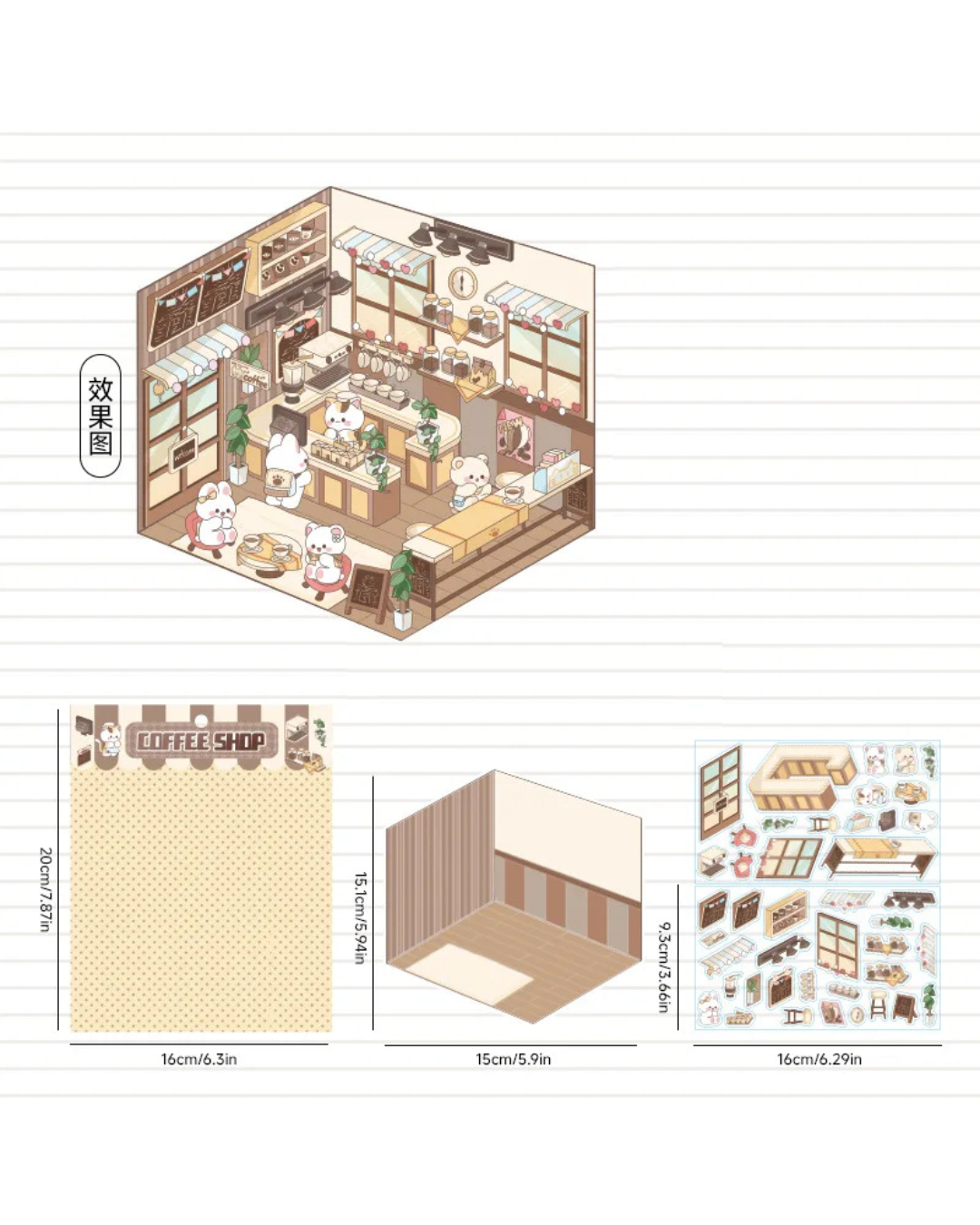 Adesivos Cena 3D Miniatura Café OU Padaria