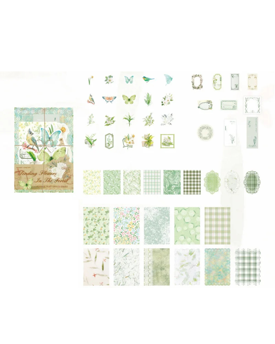 Kit Retro Completo Papéis e Adesivos - 100 unidades