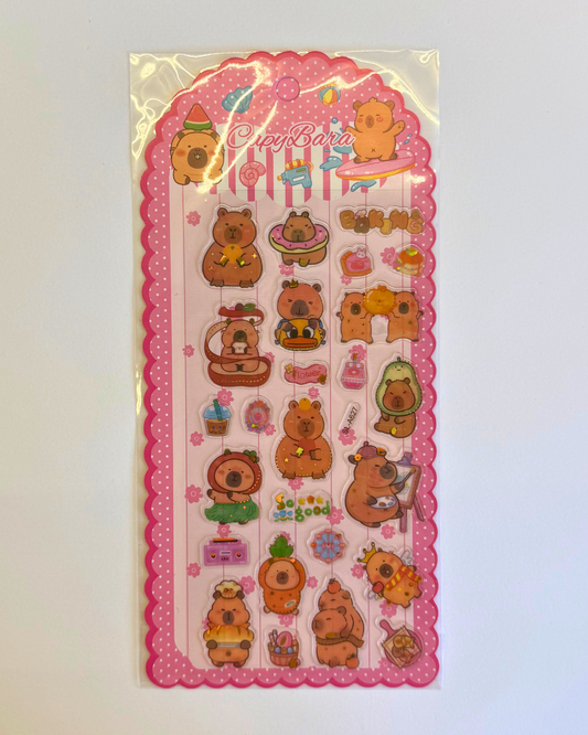 Cartela Adesivo Capivaras 3 cores