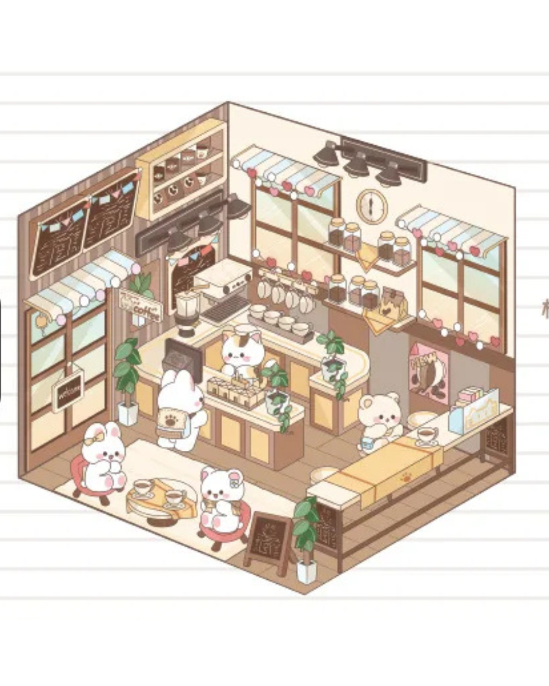 Adesivos Cena 3D Miniatura Café OU Padaria
