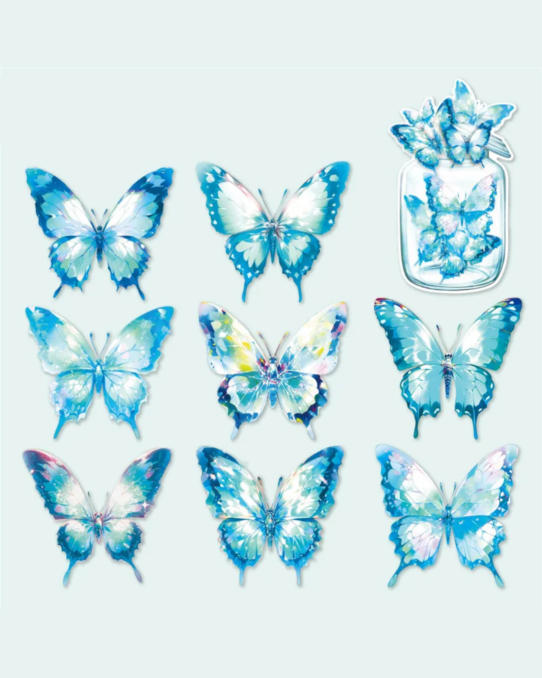 Adesivos Borboletas transparentes PET 14 unidades