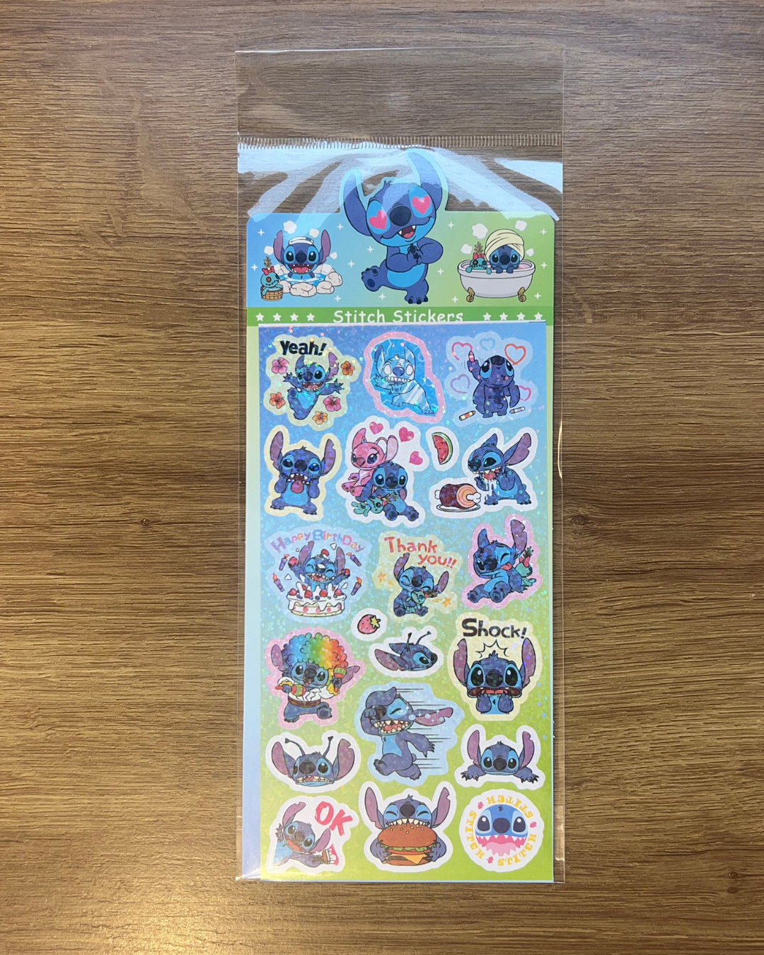 Cartela de adesivos Stitch