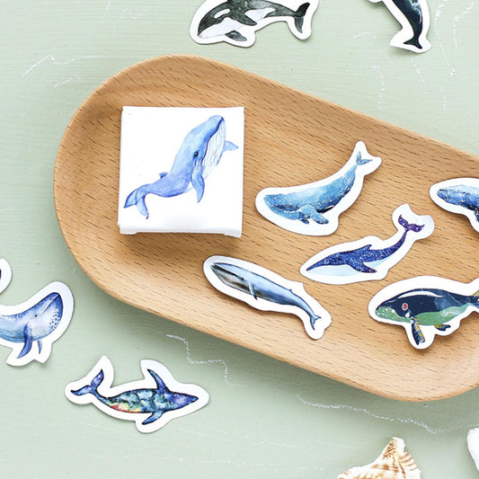 Caixinha de Adesivos Baleias - 44 adesivos decorativos