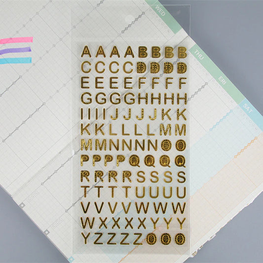 Cartela Adesivo Alfabeto E Números Dourados