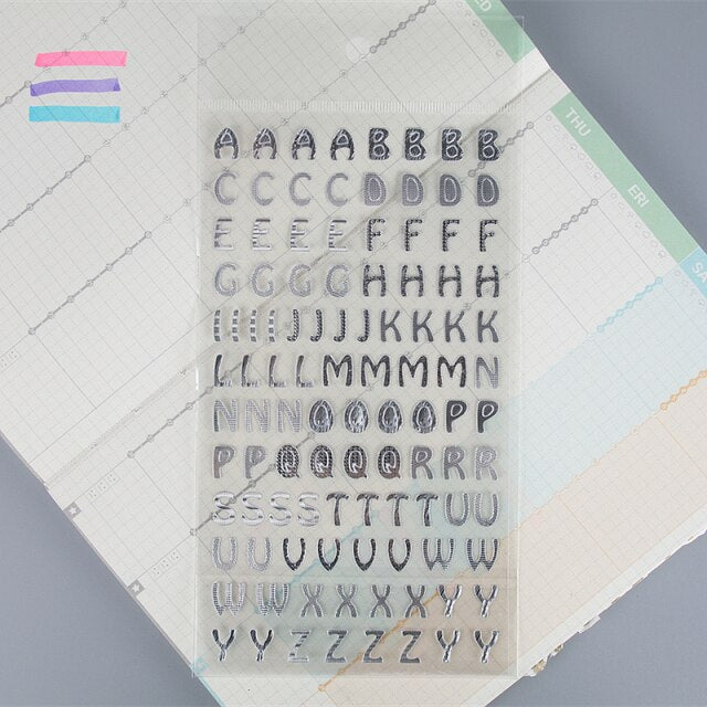 Adesivos Alfabeto Prateado