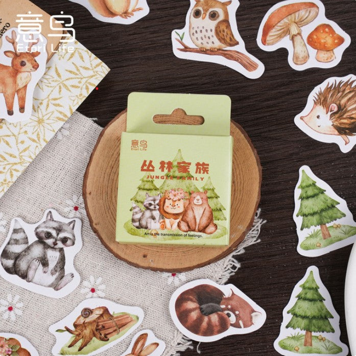 Adesivo na Caixinha Animais na Floresta - 44 adesivos decorativos
