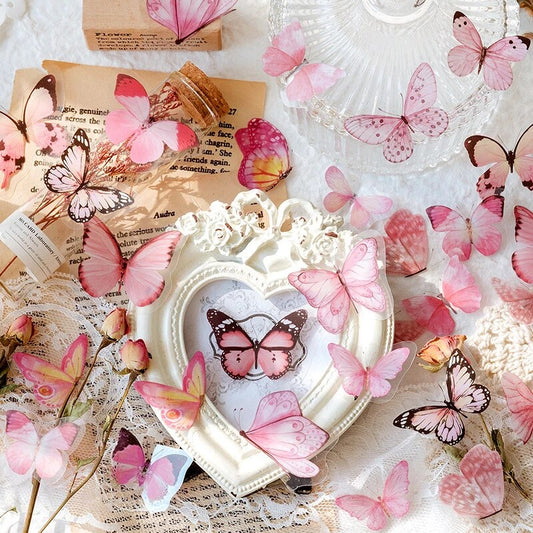 Adesivos Borboletas Vintage Amarelo ou Rosa - 40 unidades