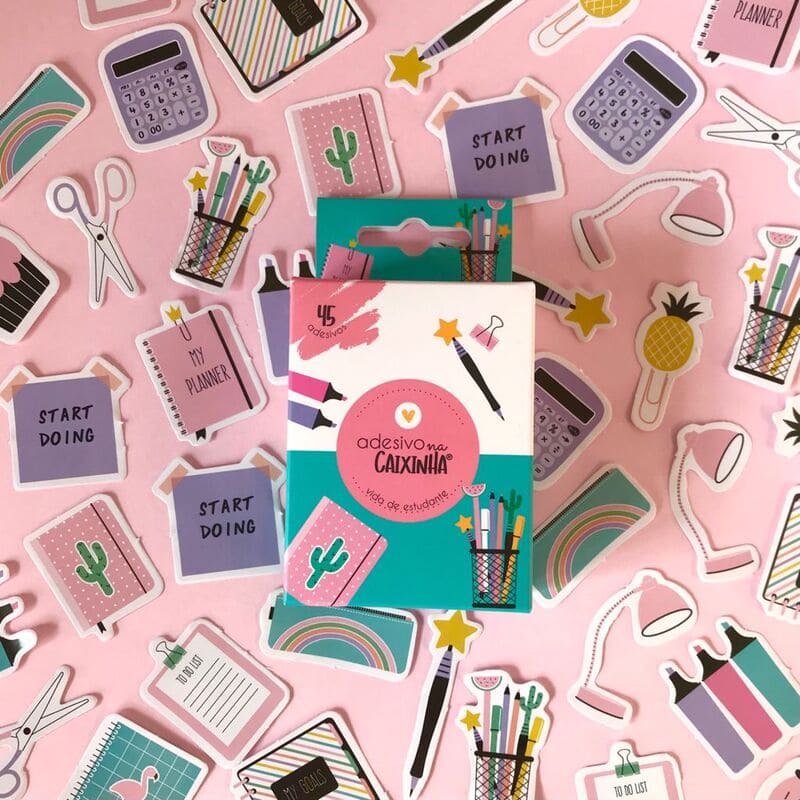 Adesivo na Caixinha Vida de Estudante - 45 adesivos decorativos