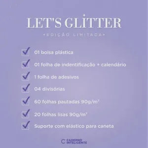 Caderno Inteligente Lets Glitter Silver 2.0 Médio