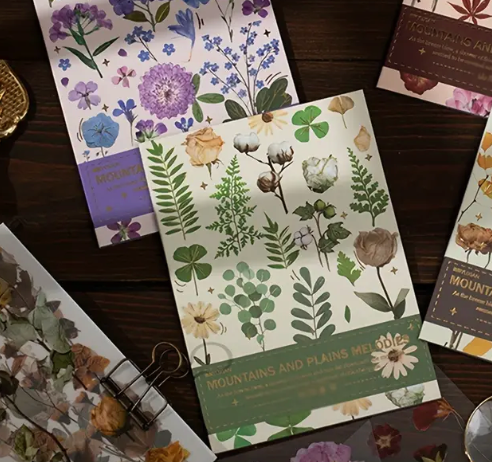 Livro de adesivos decorativo transparente Plantas