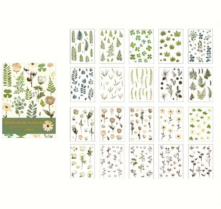 Livro de adesivos decorativo transparente Plantas