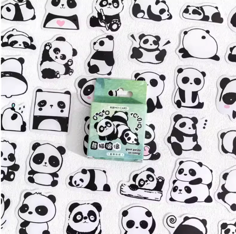Adesivo na Caixinha Pandas - 44 adesivos decorativos
