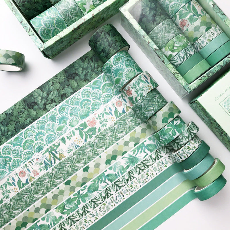 Kit 12 Washi Tapes Verde Hortelã