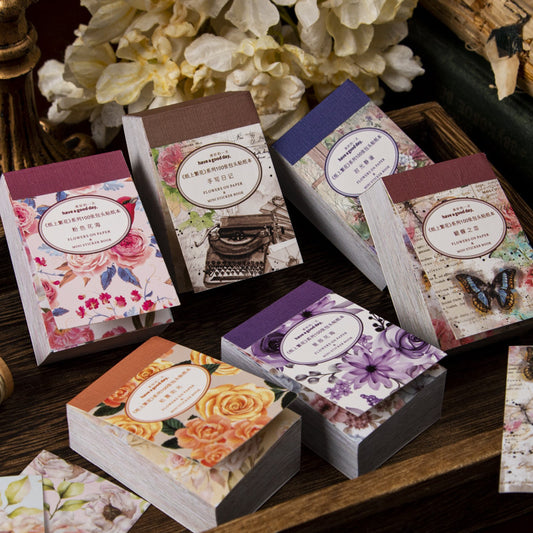 Mini Livro Adesivos de Papel Vintage - 100 folhas