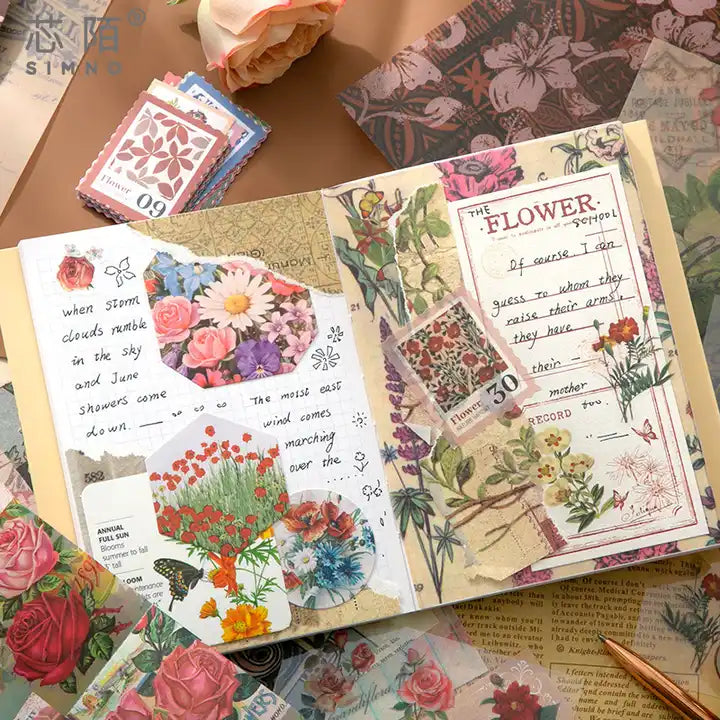 Kit com 150 peças Colagem Natureza Retro