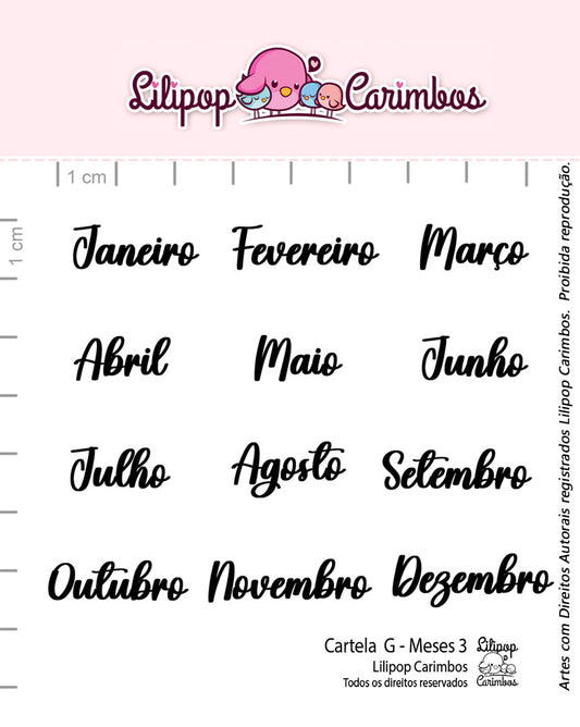 Cartela de Carimbos - Meses 3 - Lilipop Carimbos