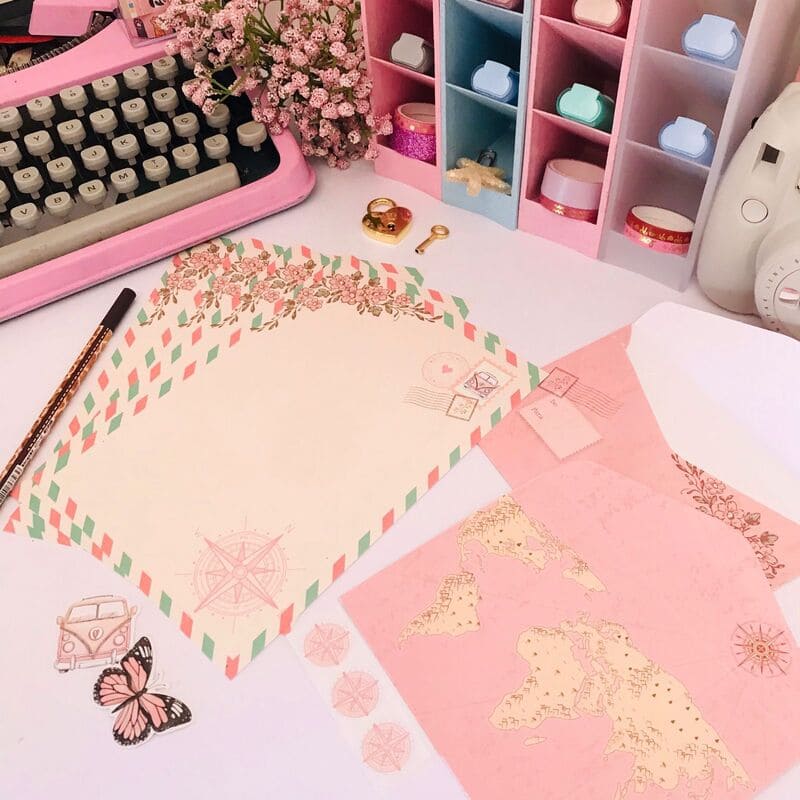 Kit Papéis de Carta com Envelopes Viagem Vintage