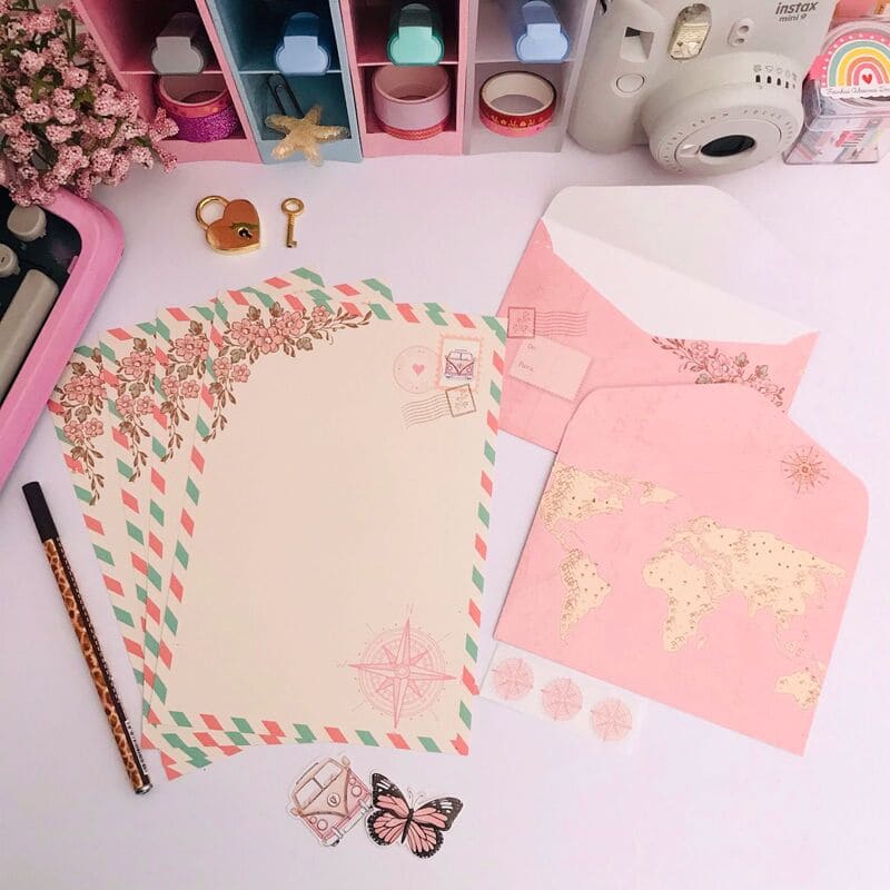Kit Papéis de Carta com Envelopes Viagem Vintage
