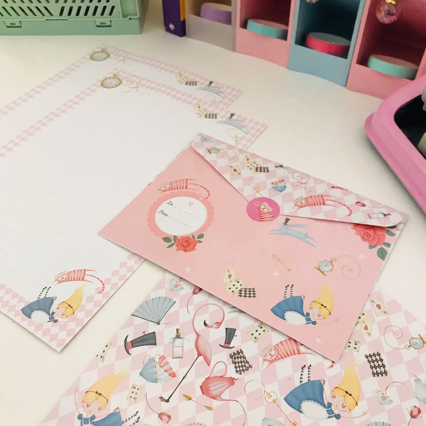 Kit Papéis de Carta com Envelopes Alice