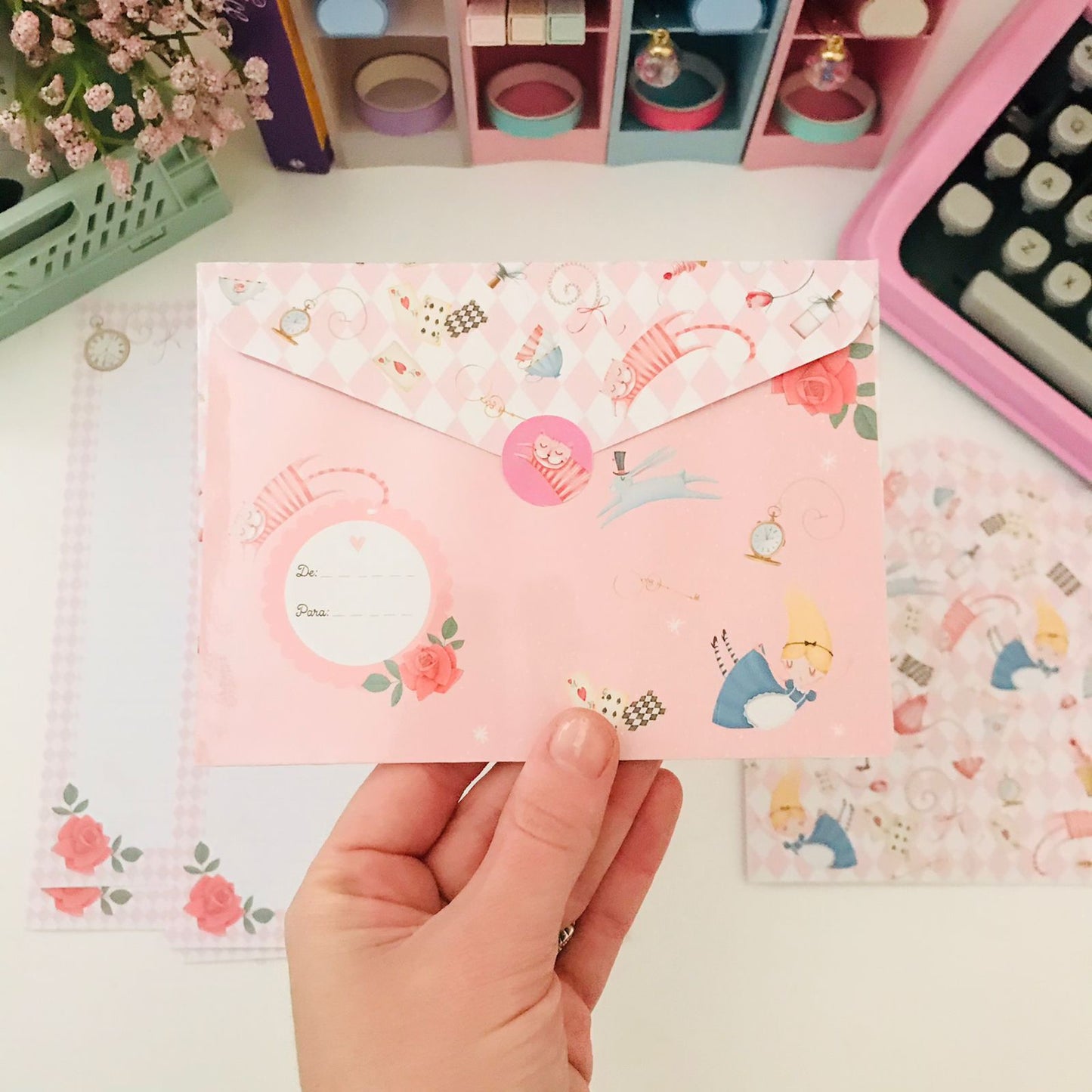 Kit Papéis de Carta com Envelopes Alice