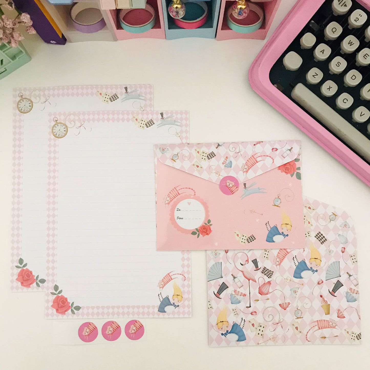 Kit Papéis de Carta com Envelopes Alice