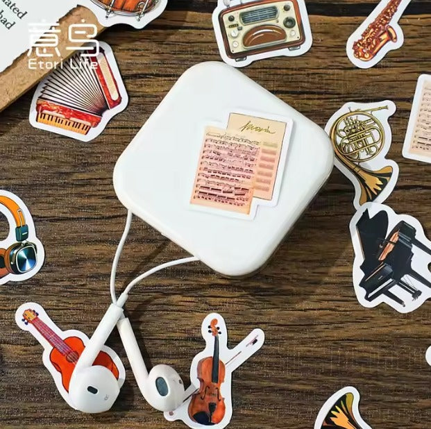 Adesivo na Caixinha Instrumentos Musicais - 44 adesivos decorativos