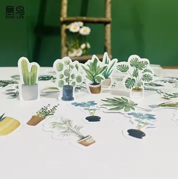 Adesivo na Caixinha Plantas Verdes - 44 adesivos decorativos