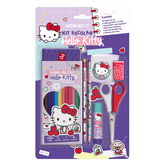 Kit Escolar Hello Kitty - 18 Itens - Leo & Leo