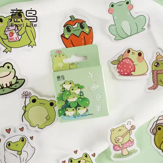 Adesivo na Caixinha Sapinhos Divertidos - 44 adesivos decorativos