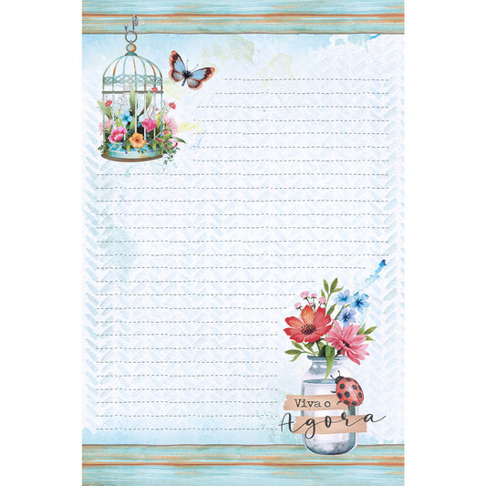 Papel de Carta Flores do Campo - 5 unidades