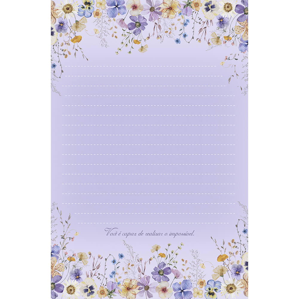 Papel de Carta Flores do Campo Lilás - 5 unidades