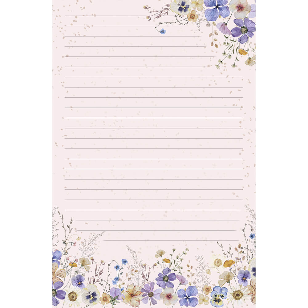 Papel de Carta Flores do Campo Rosa - 5 unidades