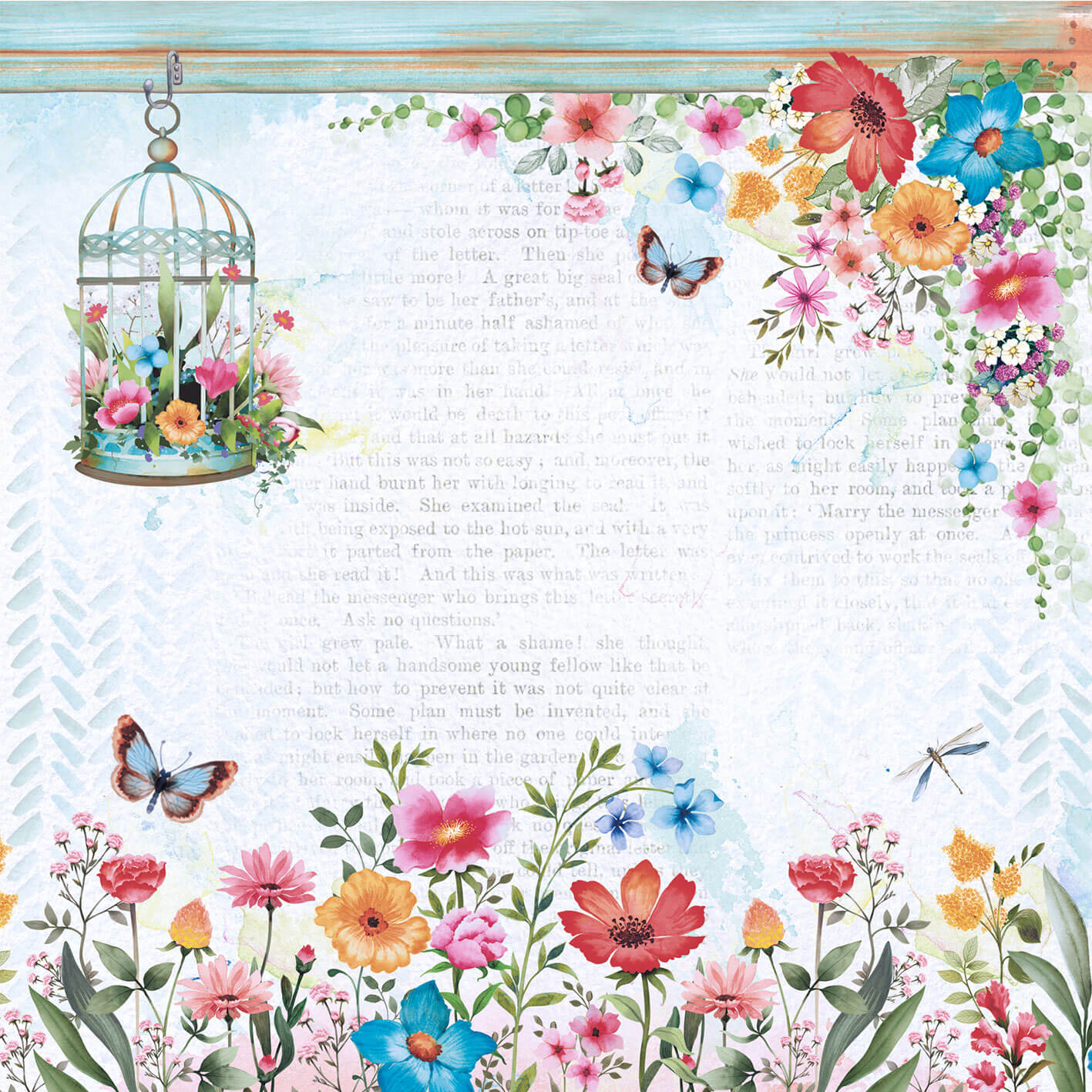 Bloco de Papel para Scrapbook Flores do Campo 15x15cm Litoarte