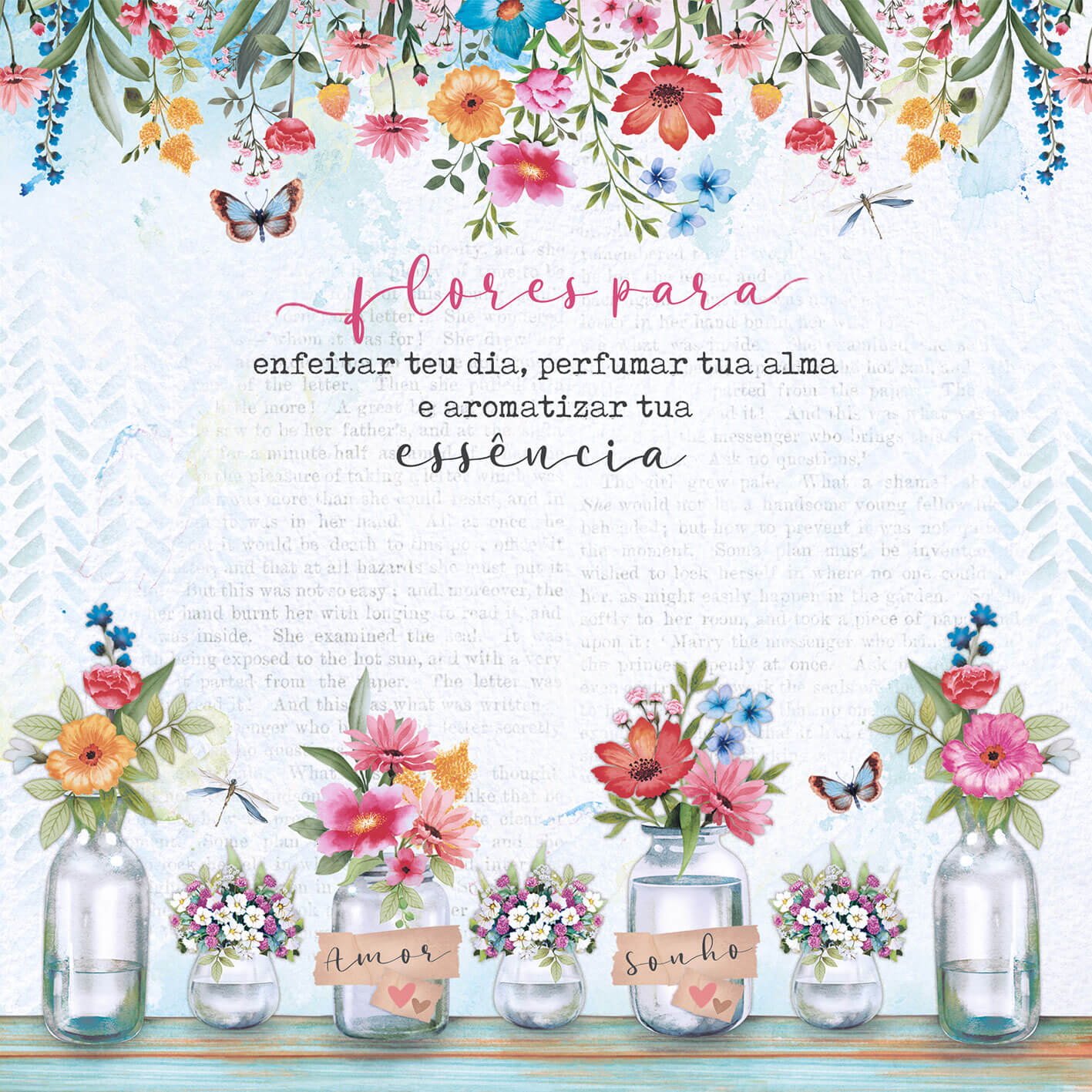 Bloco de Papel para Scrapbook Flores do Campo 15x15cm Litoarte