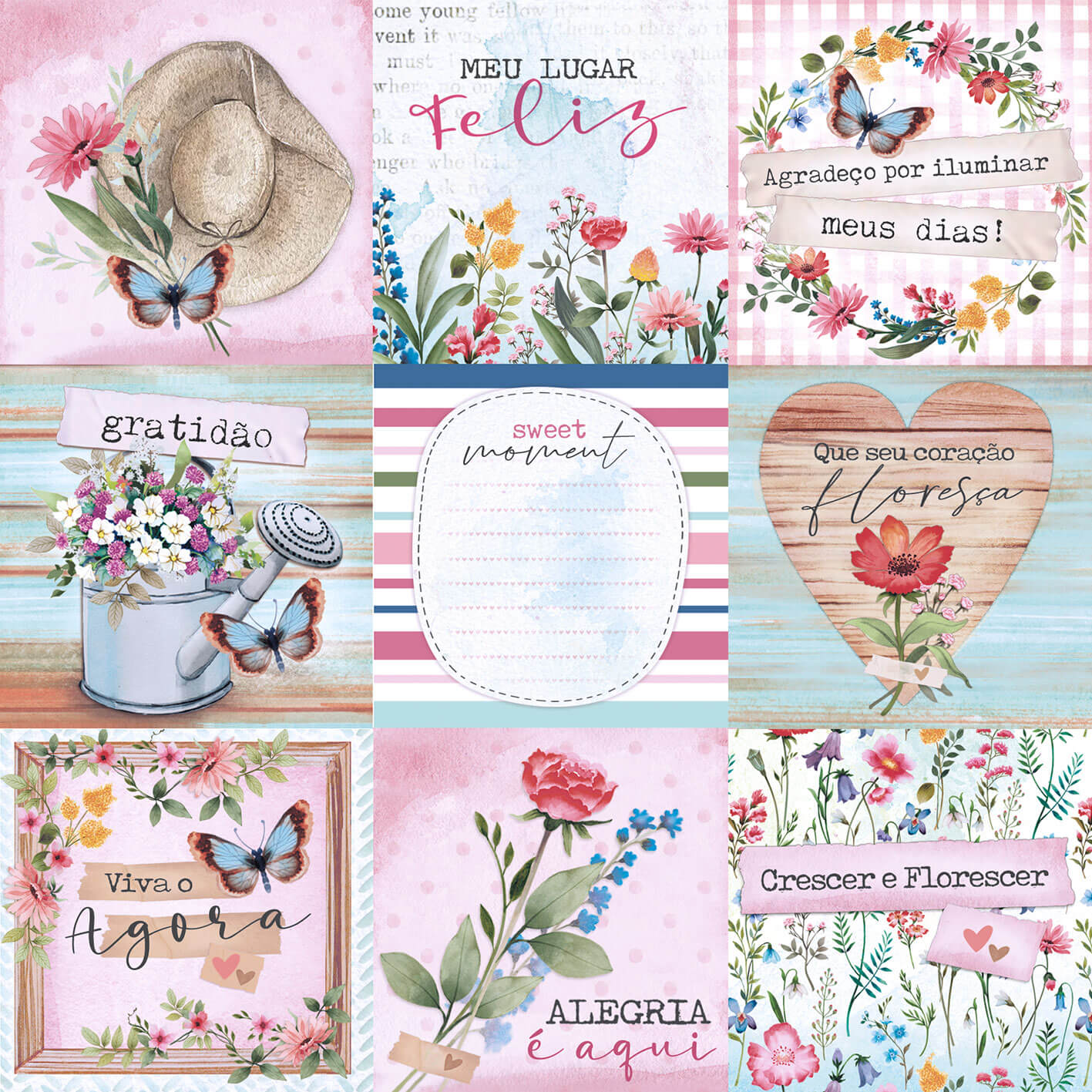 Bloco de Papel para Scrapbook Flores do Campo 15x15cm Litoarte