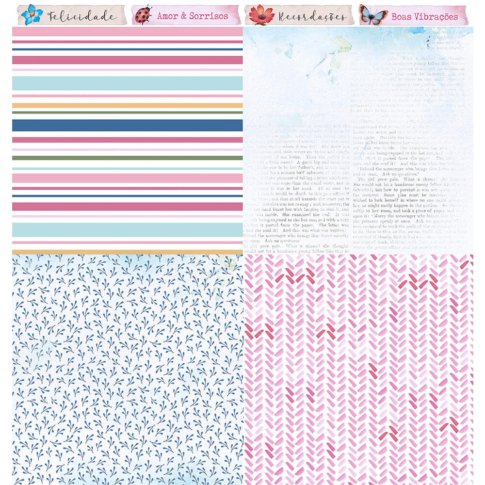 Papel Scrapbook Flores do Campo Litoarte 30,5x30,5 Dupla Face