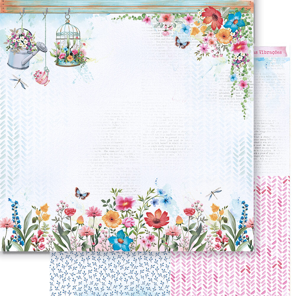 Papel Scrapbook Flores do Campo Litoarte 30,5x30,5 Dupla Face