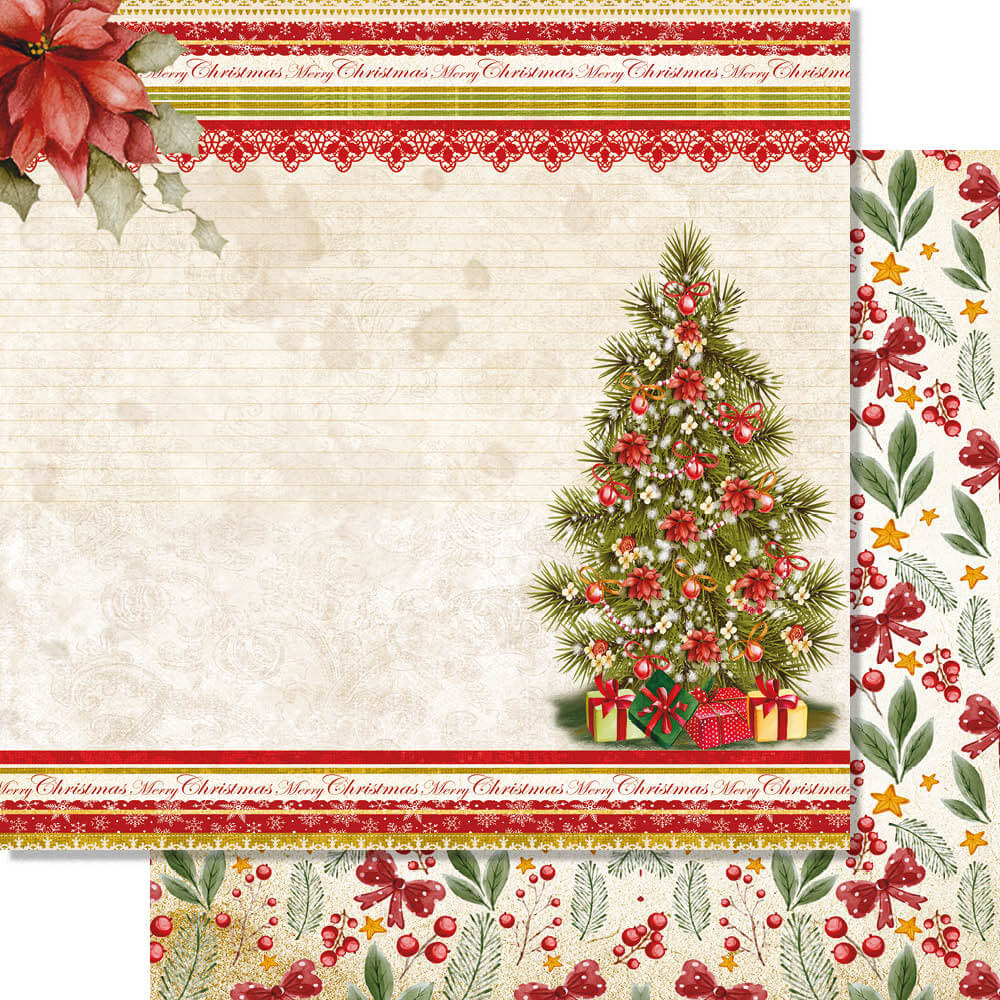 Papel Scrapbook Natal Vintage Litoarte 30,5x30,5 Dupla Face