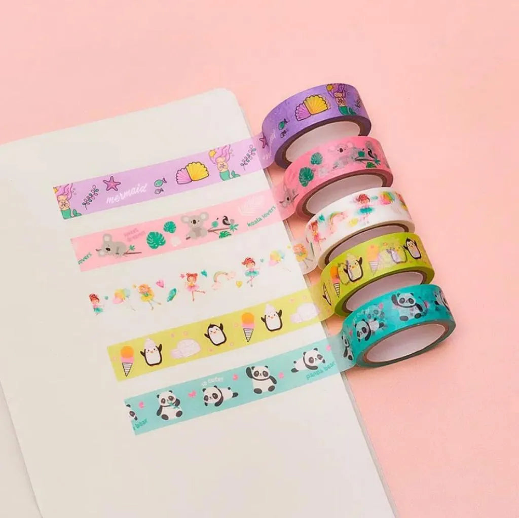 Washi Tape Fantasy Decorada Leoarte 5 Cores