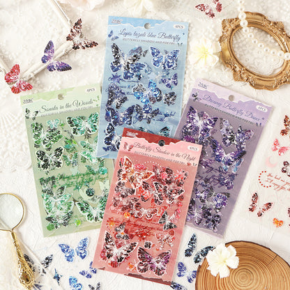 Cartela PET Adesivos Borboletas Poéticas com Efeito Cristal
