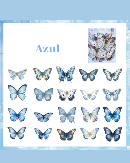 Adesivos Borboletas PET transparente 40 unidades