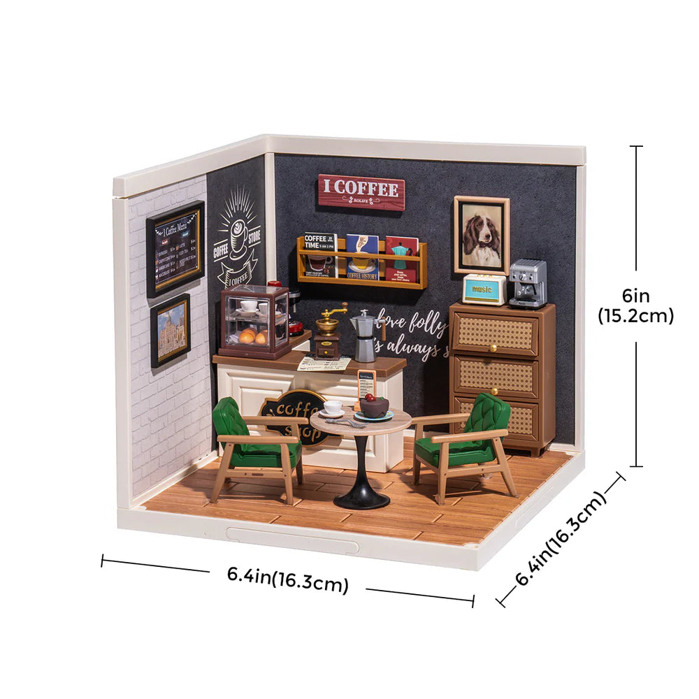Modelo em miniatura DIY de um pequeno café para construir