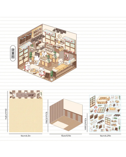 Adesivos Cena 3D Miniatura Café OU Padaria
