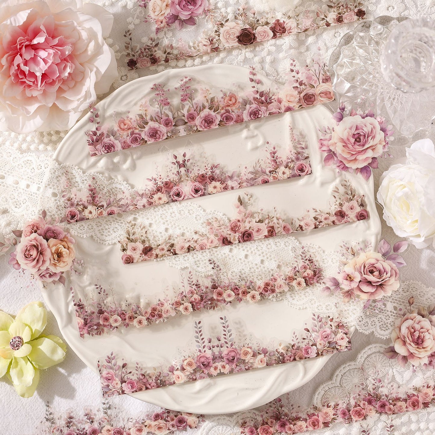 Adesivos Bordas Florais Transparente PET