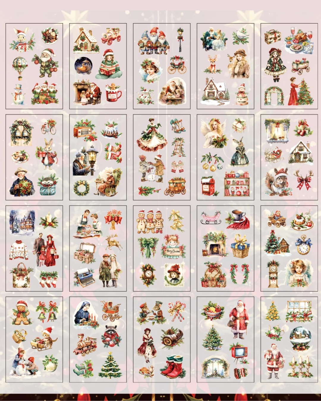 Livro de Adesivos PET Transparente Natal - 20 páginas