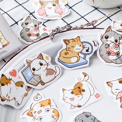 Adesivo na Caixinha Gatos Cinza - 44 adesivos decorativos