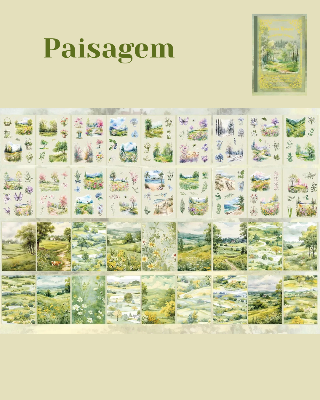 Livro de Papéis e Adesivos Retro - 54 páginas