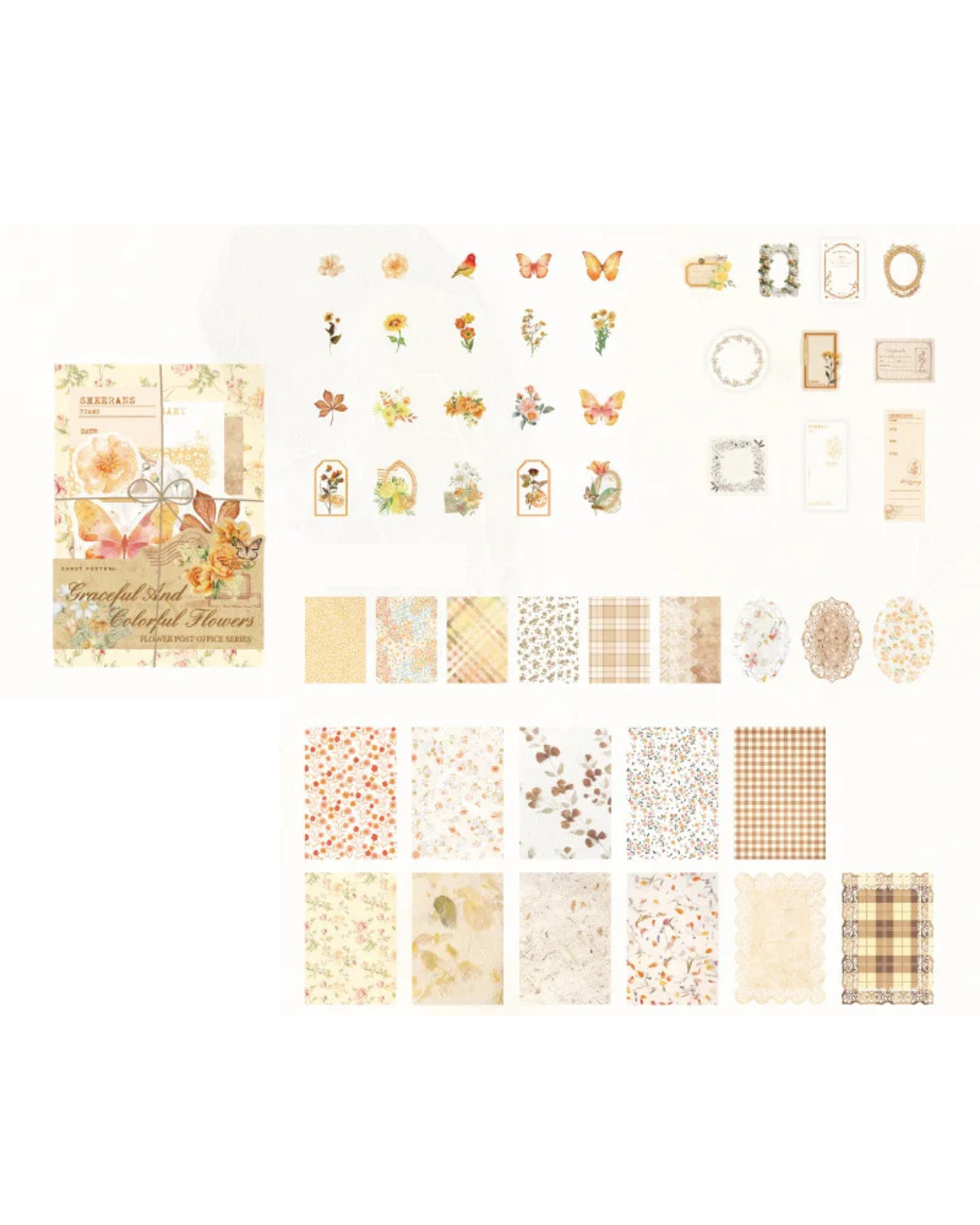 Kit Retro Completo Papéis e Adesivos - 100 unidades