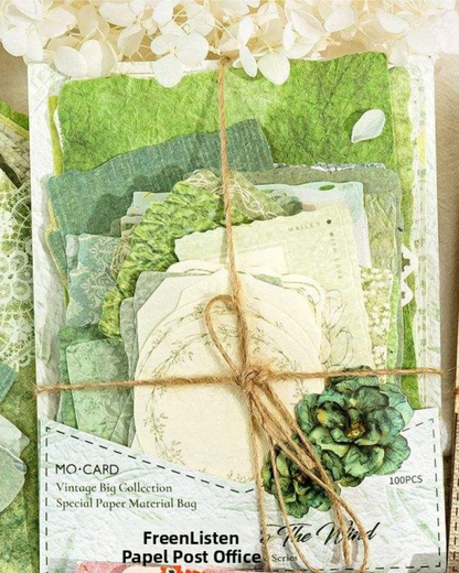 Kit Papel Decorado Verde Natureza - 100 unidades